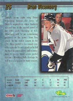 1995 Classic Hockey Draft #26 Brian Wesenberg Back