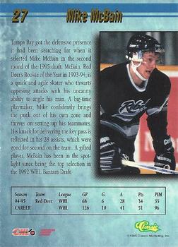 1995 Classic Hockey Draft #27 Mike McBain Back