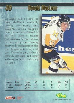 1995 Classic Hockey Draft #30 Donald MacLean Back