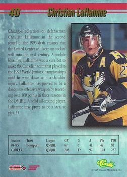 1995 Classic Hockey Draft #40 Christian Laflamme Back