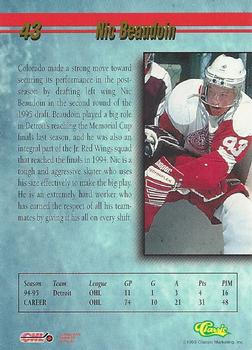 1995 Classic Hockey Draft #43 Nic Beaudoin Back