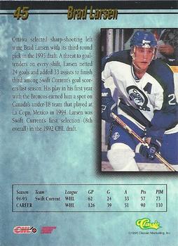 1995 Classic Hockey Draft #45 Brad Larsen Back