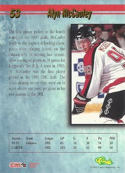 1995 Classic Hockey Draft #53 Alyn McCauley Back