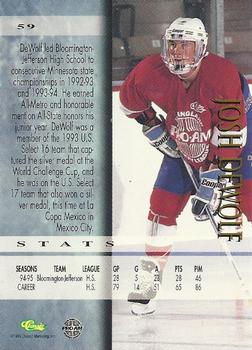 1995 Classic Hockey Draft #59 Josh DeWolf Back