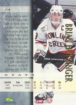 1995 Classic Hockey Draft #74 Brian Holzinger Back