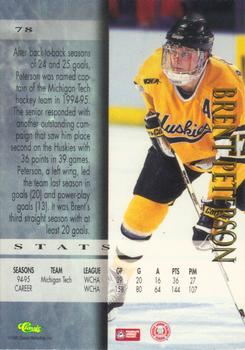1995 Classic Hockey Draft #78 Brent Peterson Back