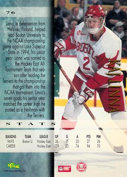 1995 Classic Hockey Draft #76 Kaj Linna Back
