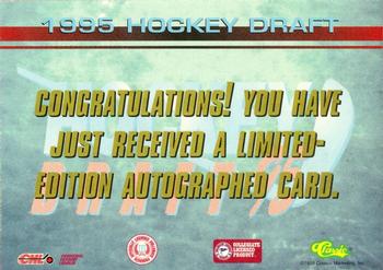 1995 Classic Hockey Draft - Autographs #NNO Greg Bullock Back