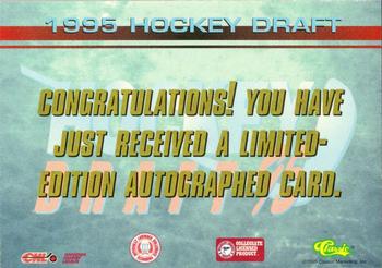 1995 Classic Hockey Draft - Autographs #NNO Josef Marha Back