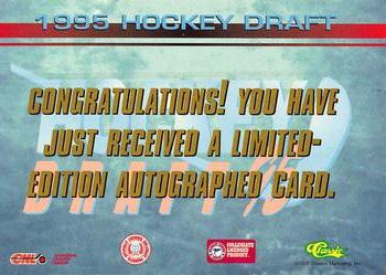 1995 Classic Hockey Draft - Autographs #NNO Brian Mueller Back