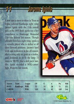 1995 Classic Hockey Draft - Gold #11 Jarome Iginla Back