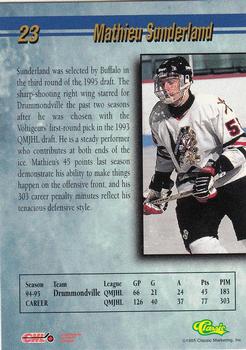 1995 Classic Hockey Draft - Gold #23 Mathieu Sunderland Back