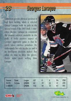 1995 Classic Hockey Draft - Gold #28 Georges Laraque Back