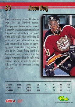1995 Classic Hockey Draft - Gold #31 Jason Doig Back
