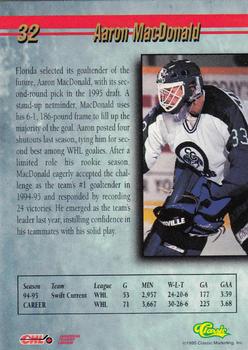 1995 Classic Hockey Draft - Gold #32 Aaron MacDonald Back