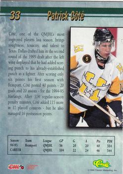 1995 Classic Hockey Draft - Gold #33 Patrick Cote Back