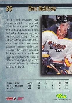 1995 Classic Hockey Draft - Gold #35 Chris McAllister Back