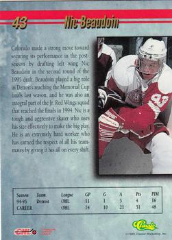 1995 Classic Hockey Draft - Gold #43 Nic Beaudoin Back