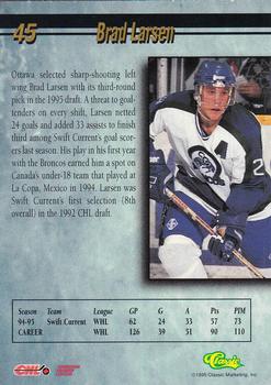 1995 Classic Hockey Draft - Gold #45 Brad Larsen Back