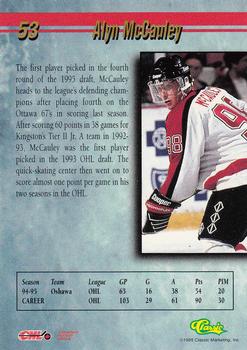 1995 Classic Hockey Draft - Gold #53 Alyn McCauley Back