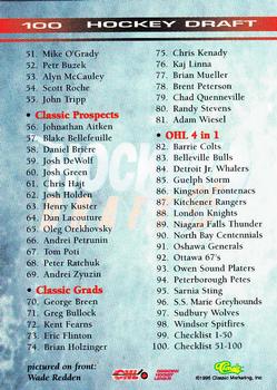 1995 Classic Hockey Draft - Gold #100 Checklist: 51-100 Back