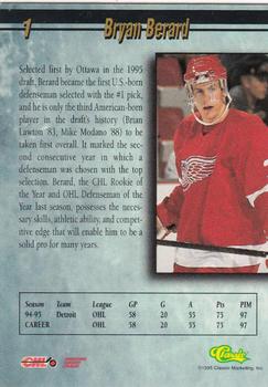1995 Classic Hockey Draft - Gold #1 Bryan Berard Back