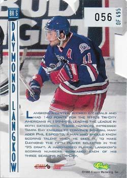 1995 Classic Hockey Draft - Ice Breakers Die Cuts #BK 5 Daymond Langkow Back