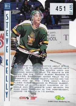 1995 Classic Hockey Draft - Ice Breakers Die Cuts #BK 6 Steve Kelly Back