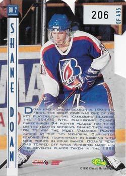 1995 Classic Hockey Draft - Ice Breakers Die Cuts #BK 7 Shane Doan Back
