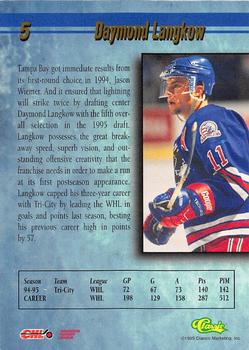 1995 Classic Hockey Draft - Printer's Proofs #5 Daymond Langkow Back