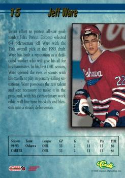 1995 Classic Hockey Draft - Printer's Proofs #15 Jeff Ware Back