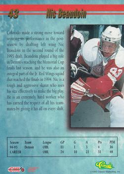 1995 Classic Hockey Draft - Printer's Proofs #43 Nic Beaudoin Back