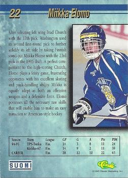 1995 Classic Hockey Draft - Silver #22 Miika Elomo Back
