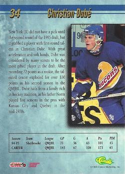 1995 Classic Hockey Draft - Silver #34 Christian Dube Back