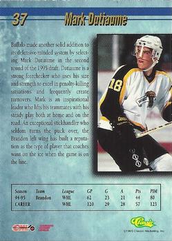 1995 Classic Hockey Draft - Silver #37 Mark Dutiaume Back