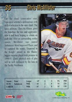 1995 Classic Hockey Draft - Silver #35 Chris McAllister Back