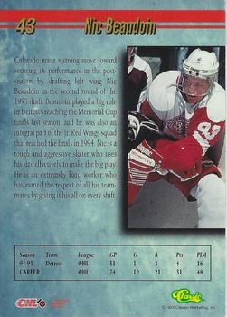 1995 Classic Hockey Draft - Silver #43 Nic Beaudoin Back