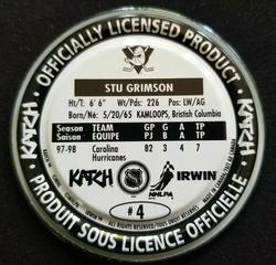 1998-99 Katch/Irwin Medallions #4 Stu Grimson Back