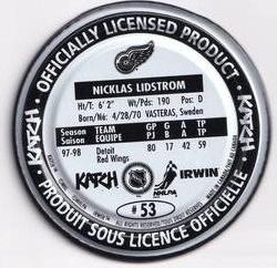 1998-99 Katch/Irwin Medallions #53 Nicklas Lidstrom Back