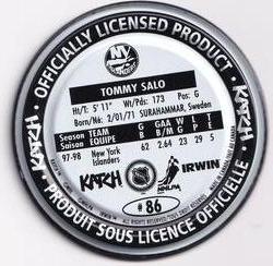 1998-99 Katch/Irwin Medallions #86 Tommy Salo Back