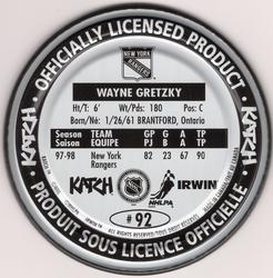 1998-99 Katch/Irwin Medallions #92 Wayne Gretzky Back