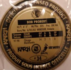 1998-99 Katch/Irwin Medallions - Gold #34 Bob Probert Back