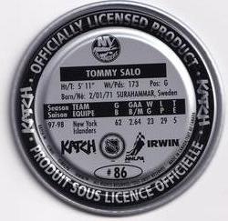 1998-99 Katch/Irwin Medallions - Silver #86 Tommy Salo Back