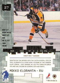 1999-00 Be a Player Millennium Signature Series - All-Star Fantasy Gold #27 Mikko Eloranta Back