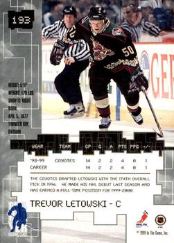 1999-00 Be a Player Millennium Signature Series - All-Star Fantasy Gold #193 Trevor Letowski Back