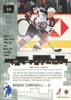 1999-00 Be a Player Millennium Signature Series - All-Star Fantasy Ruby #32 Brian Campbell Back