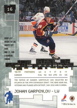 1999-00 Be a Player Millennium Signature Series - All-Star Fantasy Sapphire #16 Johan Garpenlov Back