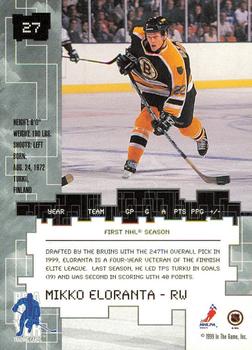 1999-00 Be a Player Millennium Signature Series - All-Star Fantasy Sapphire #27 Mikko Eloranta Back