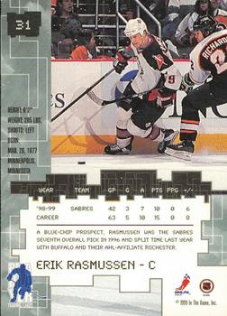 1999-00 Be a Player Millennium Signature Series - All-Star Fantasy Sapphire #31 Erik Rasmussen Back