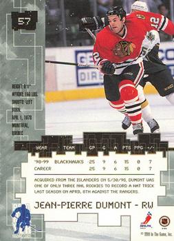 1999-00 Be a Player Millennium Signature Series - All-Star Fantasy Sapphire #57 Jean-Pierre Dumont Back